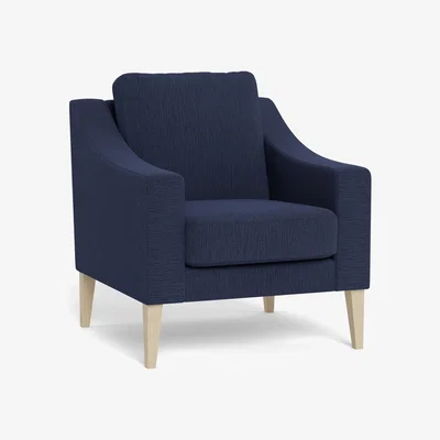 Heal's Heal's Richmond Armchair Smart Linen Mix Navy Tinted Ash Feet - Heal's UK Furniture