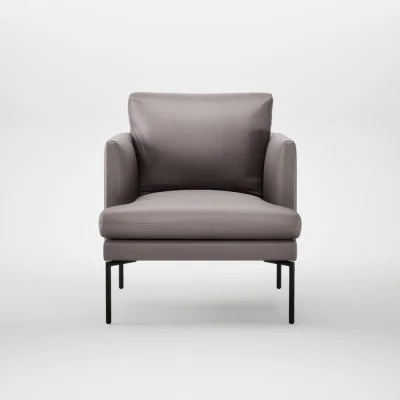 Heal's Heal's Matera Armchair Heritage Leather Stone Grey 2060 Black Feet