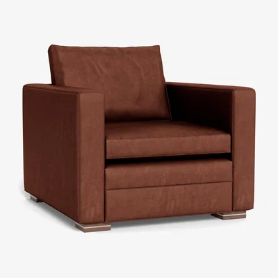 Heal's Heal's Palermo Armchair Leather Grain Dark Brown 068 Brass and Walnut Feet - Heal's UK Furniture