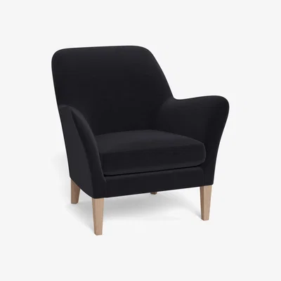 Heal's Heal's Wallis Armchair Velvet Black Stained Oak Feet - Heal's UK Furniture