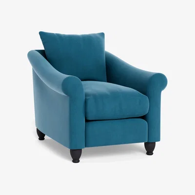Heal's Heal's Devon Armchair Smart Velvet Ocean Natural Ash Feet - Heal's UK Furniture
