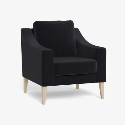 Heal's Heal's Richmond Armchair Velvet Black Tinted Ash Feet