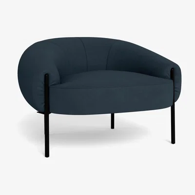 Heal's Heal's Isola Armchair Siena Cotton Deep Sea Black Feet - Heal's UK Furniture