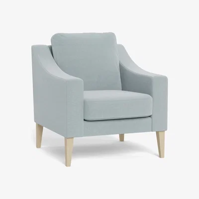Heal's Heal's Richmond Armchair Brushed Cotton Mist Natural Feet - Heal's UK Furniture