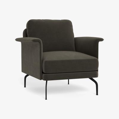 Heal's Heal's Iver Armchair Velvet Charcoal Black Feet