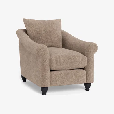 Heal's Heal's Devon Armchair Boucle Velvet Rocky Walnut Stained Beech Feet