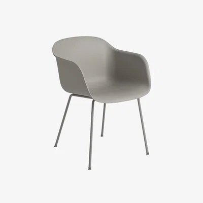 Heal's Muuto Fiber Armchair Tube Base Normal Shell Natural White - Heal's UK Furniture