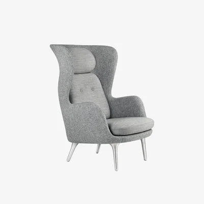 Heal's Fritz Hansen Ro Easy Chair Dark Red Fabric Aluminium Legs - Heal's UK Furniture
