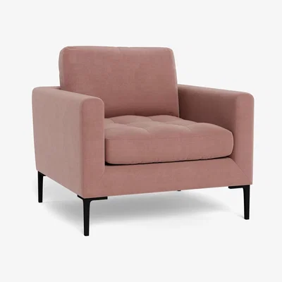 Heal's Heal's Eton Armchair Smart Luxe Velvet Dusky Pink Brass Feet