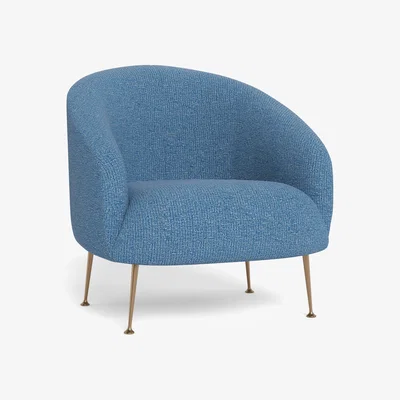 Heal's Heal's Bloomsbury Armchair Tejo Recycled Cobalt Brass Feet - Heal's UK Furniture