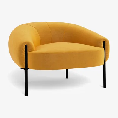 Heal's Heal's Isola Armchair Nobilis Velvet Mustard Bronze Feet - Heal's UK Furniture