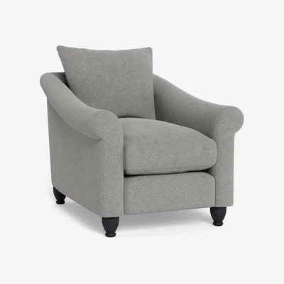 Heal's Heal's Devon Armchair Texture Pale Grey Walnut Stain Beech Feet - Heal's UK Furniture