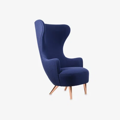 Heal's Tom Dixon Wingback Chair Dark Blue  Hallingdal 65/764 & Black Legs - Heal's UK Furniture