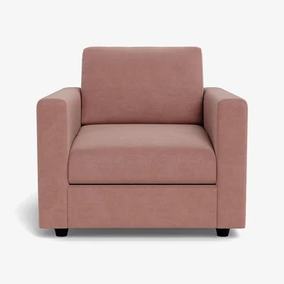 Heal's Heal's Nimbus II Armchair Smart Luxe Velvet Dusky Pink Black Feet
