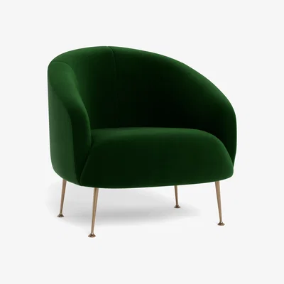 Heal's Heal's Bloomsbury Armchair Smart Velvet Forest Brass Feet - Heal's UK Furniture