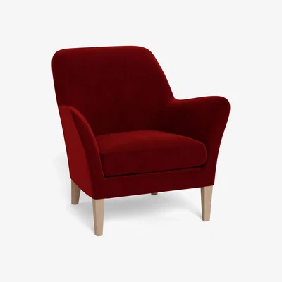 Heal's Heal's Wallis Armchair Smart Luxe Velvet Mulberry Natural Ash Feet