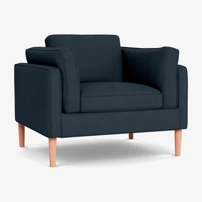Heal's Heal's Sonno Armchair Siena Cotton Deep Sea Natural Feet - Heal's UK Furniture