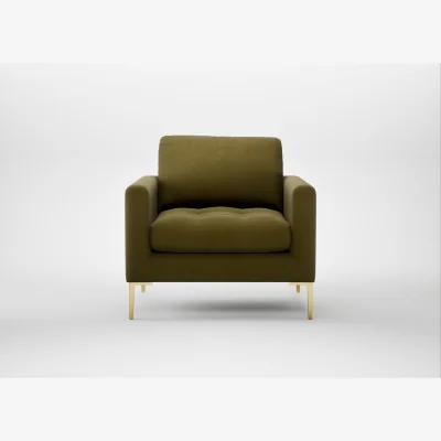 Heal's Heal's Eton Armchair Wool Velvet Olive Brass Feet