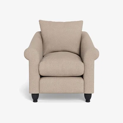 Heal's Heal's Devon Armchair Boucle Tweed Pearl Black Feet