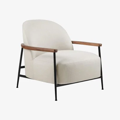 Heal's Gubi Sejour Lounge Chair Black Base in Plain 001 and American Walnut