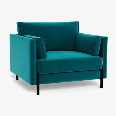 Heal's Heal's Tortona Armchair Smart Velvet Petrol Black Feet