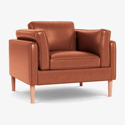 Heal's Heal's Sonno Armchair Leather Stonewash Light Brown 274 Natural Feet - Heal's UK Furniture