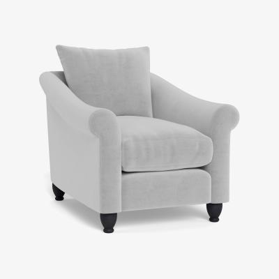 Heal's Heal's Devon Armchair Velvet Platinum Dark Brown Stain Beech Feet - Heal's UK Furniture