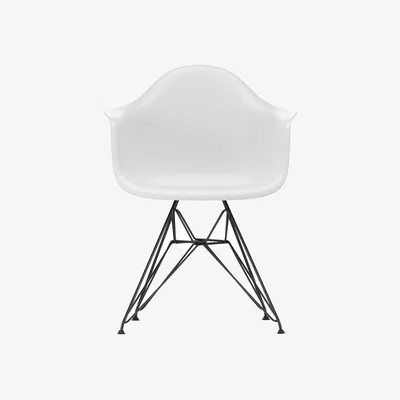 Heal's Vitra Eames DAR Armchair RE in Cotton White 30 Basic Dark Powder Coated Base 05 Glides