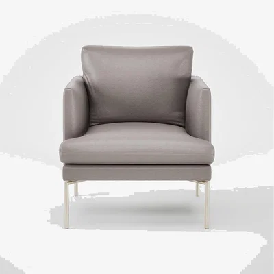 Heal's Heal's Matera Armchair Daino Leather Elephant Grey Stainless Steel Foot
