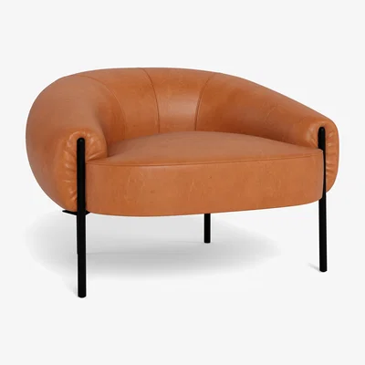Heal's Heal's Isola Armchair Daino Leather Treacle Bronze Feet - Heal's UK Furniture