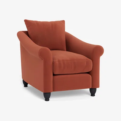 Heal's Heal's Devon Armchair Smart Luxe Velvet Tawny Walnut Stained Feet