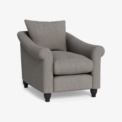 Heal's Heal's Devon Armchair Broad Weave Pebble Dark Brown Stain Beech Feet - Heal's UK Furniture