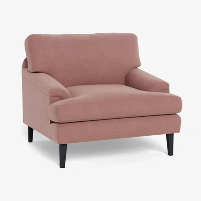 Heal's Heal's Stanton Armchair Smart Luxe Velvet Dusky Pink Black Feet