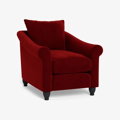Heal's Heal's Devon Armchair Smart Luxe Velvet Mulberry Black Stain Beech Feet - Heal's UK Furniture