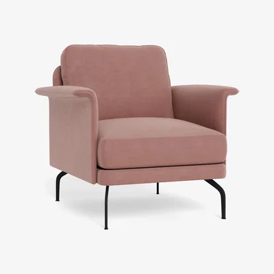 Heal's Heal's Iver Armchair Smart Luxe Velvet Dusky Pink Black Feet