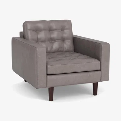 Heal's Heal's Hepburn Armchair Daino Leather Elephant Walnut Feet - Heal's UK Furniture