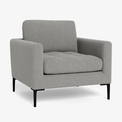 Heal's Heal's Eton Armchair Texture Pale Grey Brass Feet - Heal's UK Furniture