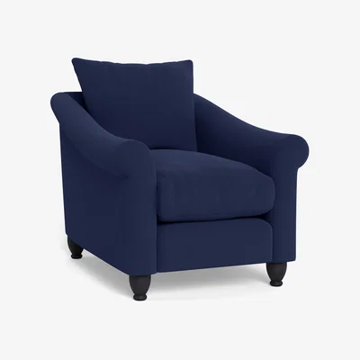 Heal's Heal's Devon Armchair Melton Wool New Navy Dark Brown Stain Beech Feet - Heal's UK Furniture