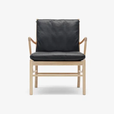Heal's Carl Hansen & Son OW149 Colonial Armchair Oiled Walnut Upholstered in Thor 307 - Heal's UK Furniture