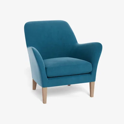 Heal's Heal's Wallis Armchair Smart Velvet Ocean Black Painted Oak Feet