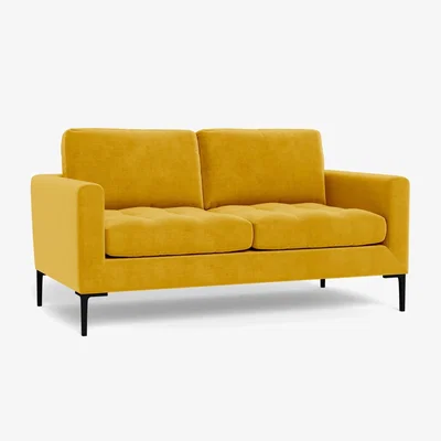 Heal's Heal's Eton 2 Seater Sofa Smart Luxe Velvet Canary Brass Feet - Heal's UK Furniture