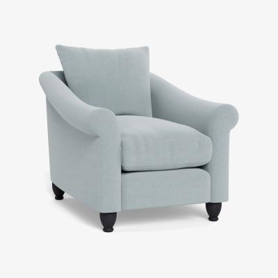 Heal's Heal's Devon Armchair Brushed Cotton Mist Black Feet - Heal's UK Furniture
