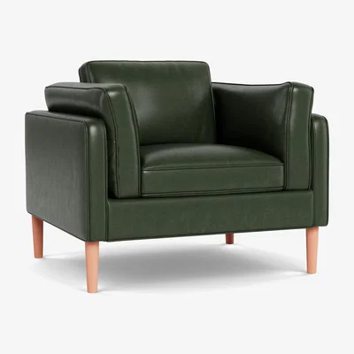 Heal's Heal's Sonno Armchair Leather Stonewash Vintage Green 278 Wenge Black Feet - Heal's UK Furniture