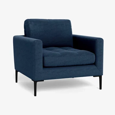 Heal's Heal's Eton Armchair Capelo Linen-Cotton Ink Spot Brass Feet