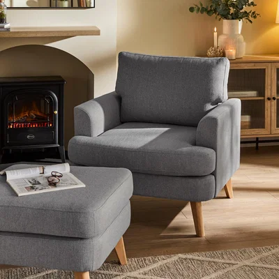 Homebase Watson Woven Fabric Armchair - Mid Grey