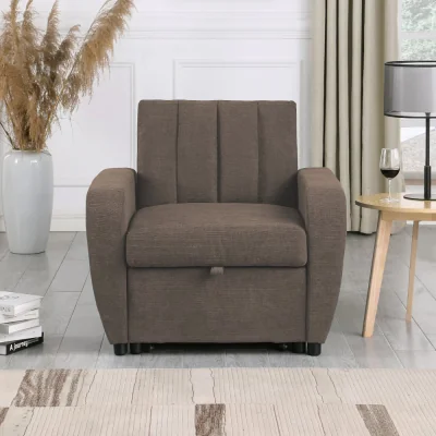 Happy Beds Gibson - Chair Sofa Bed - Brown - Fabric - Single Chair - Make It Homely