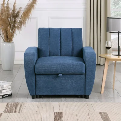 Happy Beds Gibson - Chair Sofa Bed - Blue - Fabric - Single Chair - Make It Homely