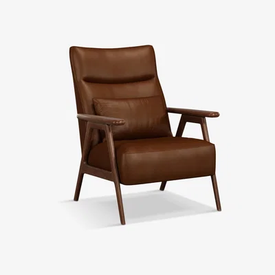John Lewis John Lewis & Partners Hendricks High Back Leather Accent Chair, Dark Leg