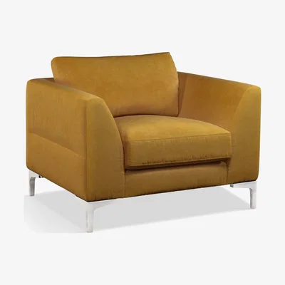 John Lewis John Lewis & Partners Belgrave Velvet Armchair, Metal Leg, Aquaclean Harriet Mustard