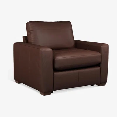 John Lewis John Lewis & Partners Oliver Leather Snuggler, Dark Leg